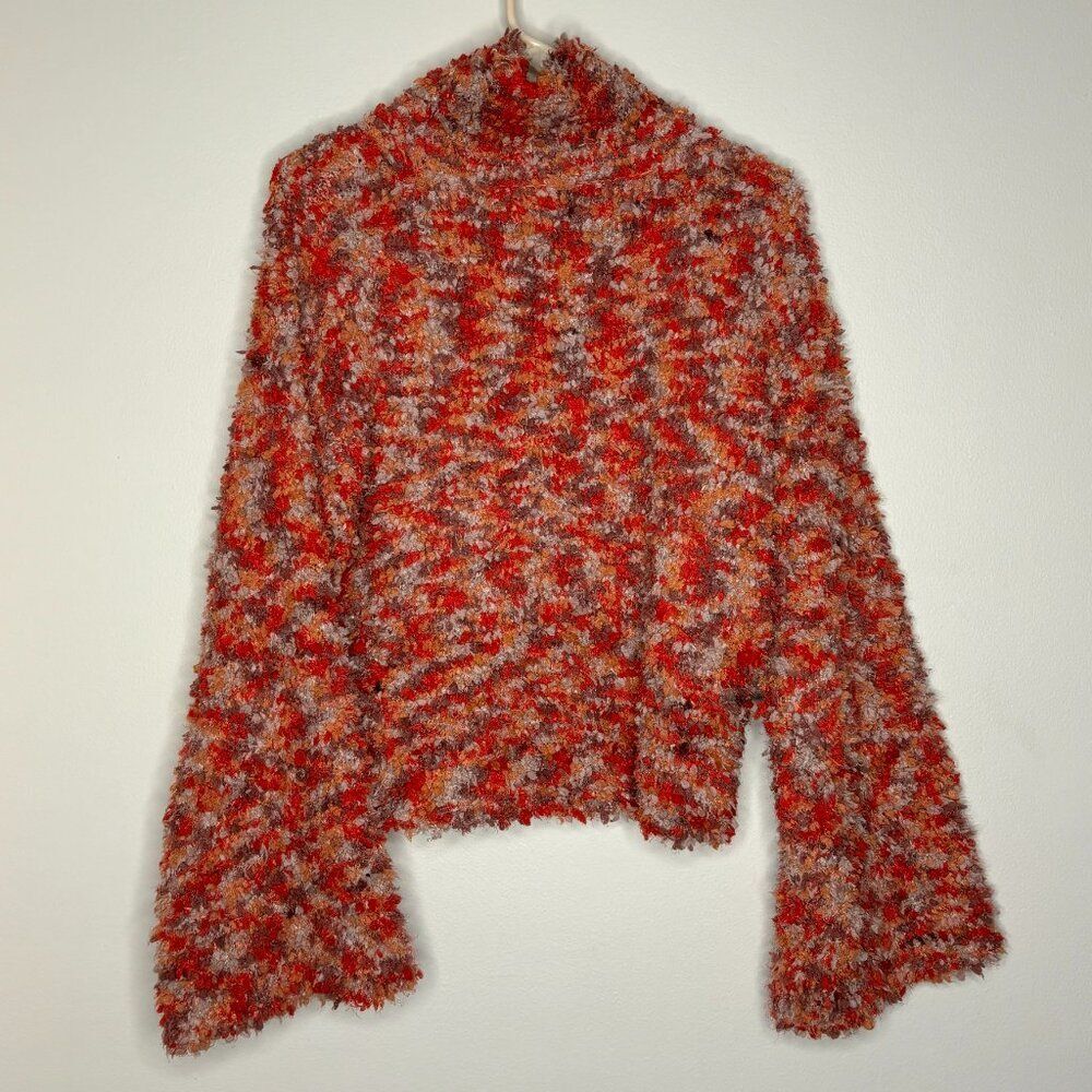 Urban Outfitters Womens Chunky Yarn Knit Sweater, S Red Orange Brown boucle